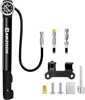 AMZOON Pompa per bicicletta con maniometro tubo allungato. (B089LQNCZF)