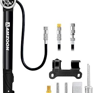 AMZOON Pompa per bicicletta con maniometro tubo allungato. (B089LQNCZF)