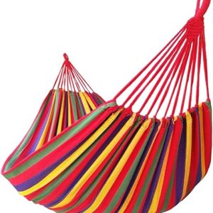 GOCAN Brazilian Double Hammock 2 Person Extra Large 250x160cm Total Length 350cm Load 500lb Canvas Cotton Hammock for Patio Porch Garden Backyard Lounging Outdoor and Indoor(Rainbow) XXXL. (B0C4H13VCL)
