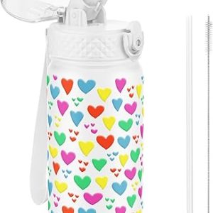 GOPPUS Borraccia Termica per Bambini da 420ml/14once con Cannuccia Doppia Parete in Acciaio Inossidabile con Isolamento Sottovuoto Acciaio in Metallo a Prova di Perdite a Doppia Parete Senza BPA. (B0C5M1XN34)