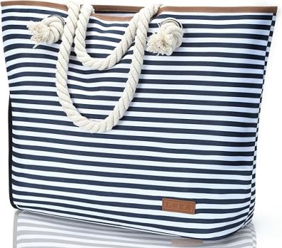 Lekespring Borsa Mare Donna Borsa Spiaggia Grande XXL Famiglia con Scomparto Scarpe Separato. (B0CPLG21BF)