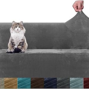 MAXIJIN Copridivano in velluto spesso Copridivano antiscivolo a 3 posti super elasticizzato per cani Pet Friendly 1 pezzo Protezione per mobili Copridivano peluche (3 posto. (B08JYY75XV)