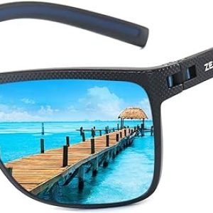 ZENOTTIC Occhiali da sole polarizzati uomo leggero TR90 montatura UV400 protezione occhiali da sole quadrati. (B0B6VM9QQG)