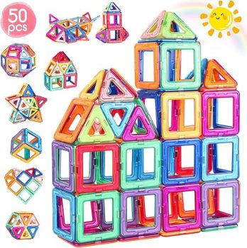 aaczly Costruzioni Magnetiche 50 Pezzi Blocchi Magnetici per Bambini 3D Blocco Magnetico Bambini Costruzioni Giocattolo Magnetiche Educativi Calamite Montessori per Bambini 3 4 5 6 7 8 Anni. (B0CCRR4KPK)