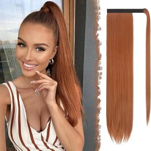 FESHFEN Posticci per capelli Extension Coda Di Cavallo Capelli Rosso rame Lunga Estensione Capelli Sintetici Coda Capelli Extensions per Donna 70cm. (B0CDZJ9WY6)