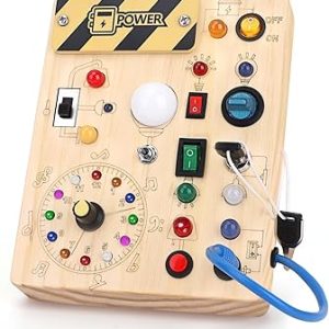 Giochi Montessori 1 anno per Bambini Montessori Busy Board Giochi Legno con 10 Interruttori e 23 luci LED Giochi Sensoriali Giocattolo sensoriale di apprendimento Adatto per 1 2 3 4 anni Bambin. (B0CYWSQRW2)