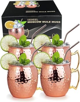 izdeel Bicchieri Moscow Mule mugs Rame 550ML Set Bicchieri Cocktail con 4 Cannucce. (B09DGJGBBK)