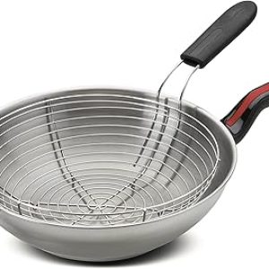 Lagostina Linea Rossa Wok in Acciaio Inox 18/10 con Cestello per Friggere e per Cottura a Vapore. (B0798JBZLV)