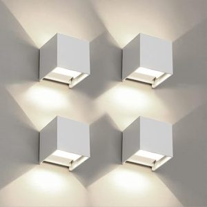 4 Pezzi Applique da Parete Esterno/Interno LED Cubo Lampada da Parete Moderne Bianco 6W 4000K Luce Naturale IP65 Impermeabile Applique Esterni Muro Quadrata Angolo del Fascio Regolabile. (B0B12SK2PR)