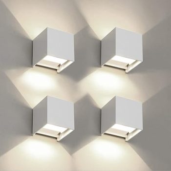 4 Pezzi Applique da Parete Esterno/Interno LED Cubo Lampada da Parete Moderne Bianco 6W 4000K Luce Naturale IP65 Impermeabile Applique Esterni Muro Quadrata Angolo del Fascio Regolabile. (B0B12SK2PR)