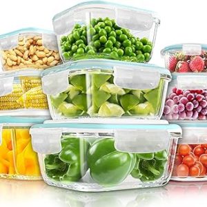 KICHLY Set di contenitori in vetro per la conservazione degli alimenti. (B07V6JDHZZ)