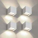 4 Pezzi Applique da Parete Esterno/Interno LED Cubo Lampada da Parete Moderne Bianco 6W 4000K Luce Naturale IP65 Impermeabile Applique...
