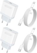 Caricatore Rapido iPhone【Certificato MFi】2 Pack Caricabatterie Rapido USB C con Cavo Lightning 2M Alimentatore a Ricarica per iPhone 14/14 Pro/14...