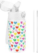 GOPPUS Borraccia Termica per Bambini da 420ml/14once con Cannuccia Doppia Parete in Acciaio Inossidabile con Isolamento Sottovuoto Acciaio in Metallo...